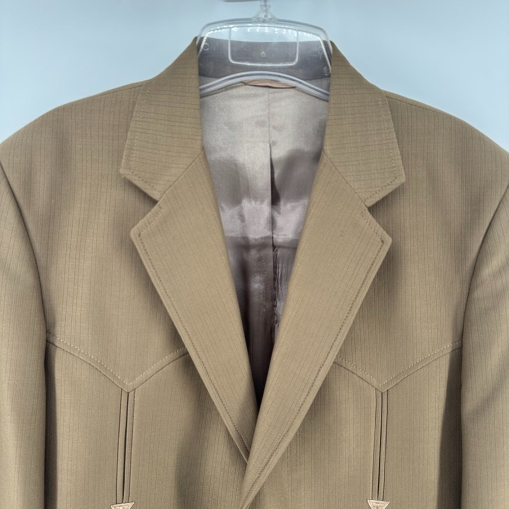 Circle S Western Blazer Mens 42R Tan Sport Coat Cowboy Ranch Jacket Embroidered - Picture 2 of 14